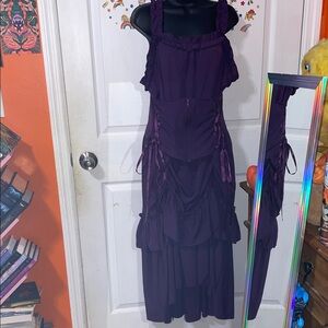 Purple corset styled high low dress
